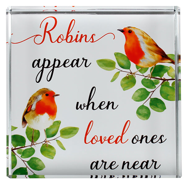Porcelain/Glass Plaque/Glass Block Paperweight/Robins Near You/Wood Hinged Photo Frame/Robins Near You