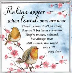 Porcelain/Glass Plaque/Glass Block Paperweight/Robins Near You/Wood Hinged Photo Frame/Robins Near You