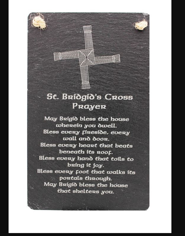 St.Brigid Cross/NATURAL SLATE RECTANGLE - ST BRIDGID'S PRAYER