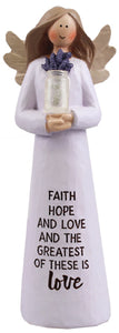Resin 5 inch Message Angel/Faith,Hope,Love