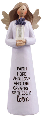 Resin 5 inch Message Angel/Faith,Hope,Love