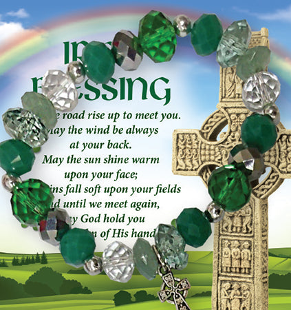 Glass Bracelet/Irish Blessing/With Motif/On card