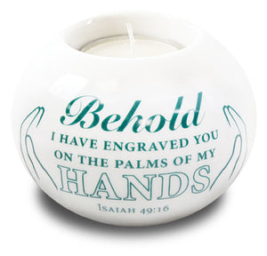 Porcelain Candle Holder/Behold Hands