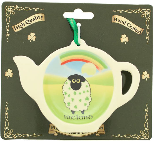 CERAMIC HANGING ORNAMENT TEAPOT SLIM - BLESSING/CERAMIC TEA BAG HOLDER SHEEP