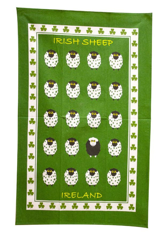 COTTON TEA TOWEL - ALL OVER SHEEP