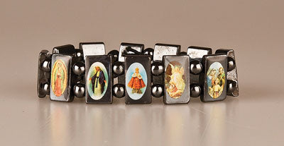 Glass Bracelet/Elasticated/Imit.Hematite