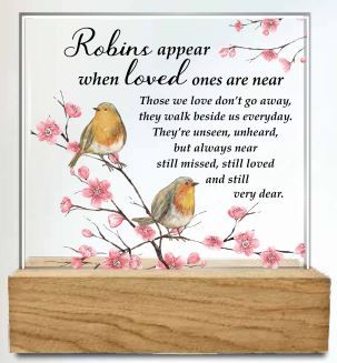 Porcelain/Glass Plaque/Glass Block Paperweight/Robins Near You/Wood Hinged Photo Frame/Robins Near You