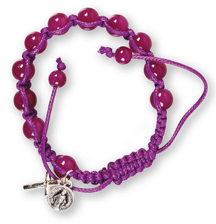 Macrame Rosary Bracelet/Glass/