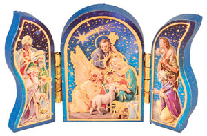 Wood Nativity/Triptych/Gold Foil Highlights