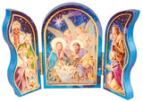 Wood Nativity/Triptych/Gold Foil Highlights