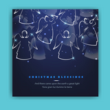 Mercy Spanish Christmas Card dark blue in colour with Angels design