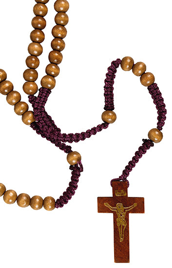 Wood Corded Rosary/Brown Bead
